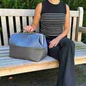 Visitetas - Werktas - Reistas Taupe met blauw